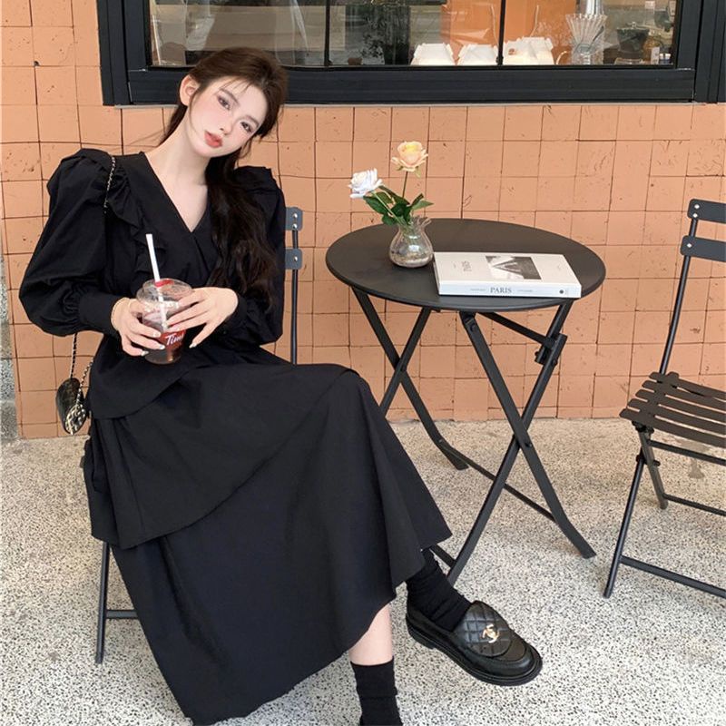 Đầm Tầng Tay Dài Cổ Chữ V Cao Cấp Phong Cách Pháp Thời Trang Mùa Xuân Mới