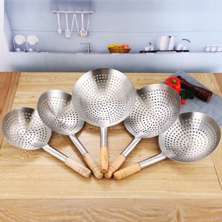Vá xào inox cán gỗ có lỗ 24cm 26cm 28cm 30cm