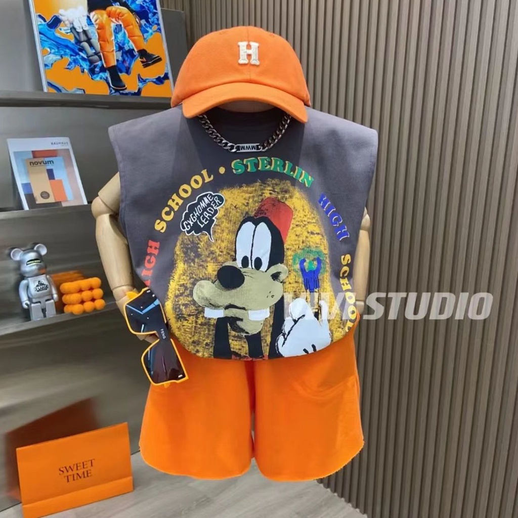 Bộ Áo Khoác Cotton In Họa Tiết Hoạt Hình Kèm Quần Dành Cho Bé Trai