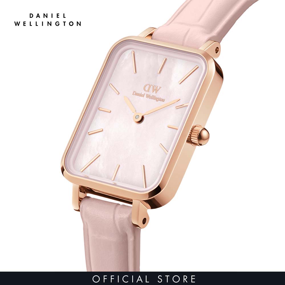 Đồng hồ Nữ Daniel Wellington dây Da - Quadro Pressed Rouge 20x26 mm DW00100508