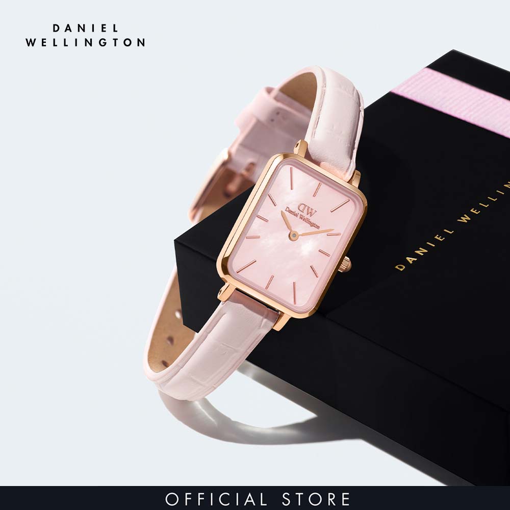 Đồng hồ Nữ Daniel Wellington dây Da - Quadro Pressed Rouge 20x26 mm DW00100508