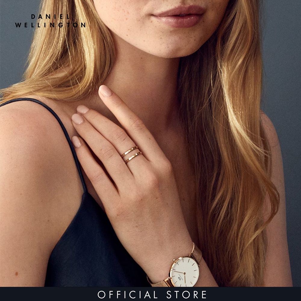 Nhẫn Daniel Wellington 2 vòng màu vàng hồng Elan Dual Ring