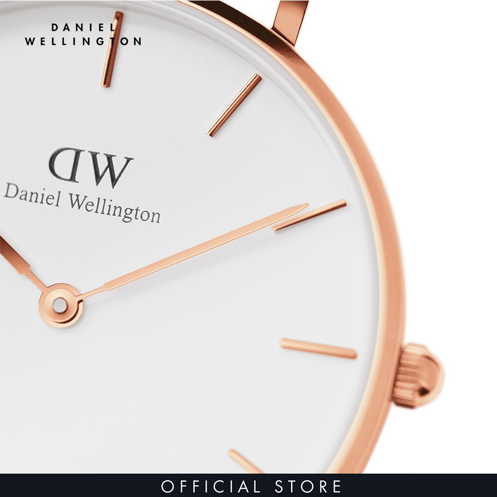 Mua 1 đồng hồ tặng 1 nhẫn -  Đồng hồ Nữ Daniel Wellington dây vải nato - Petite Rosewater mặt trắng - vỏ vàng hồng