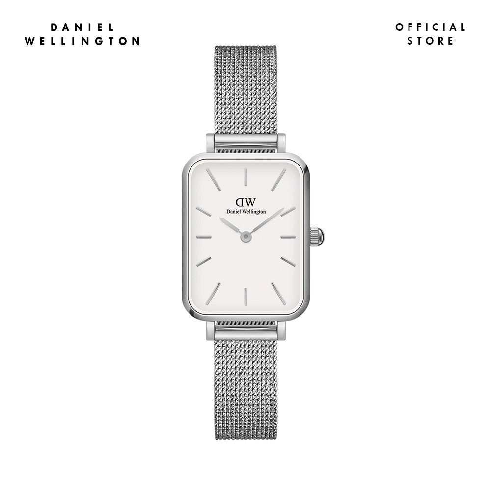 Mua 1 đồng hồ tặng 1 nhẫn -  Đồng hồ Nữ Daniel Wellington dây lưới - Quadro Pressed Sterling 20x26mm DW00100438