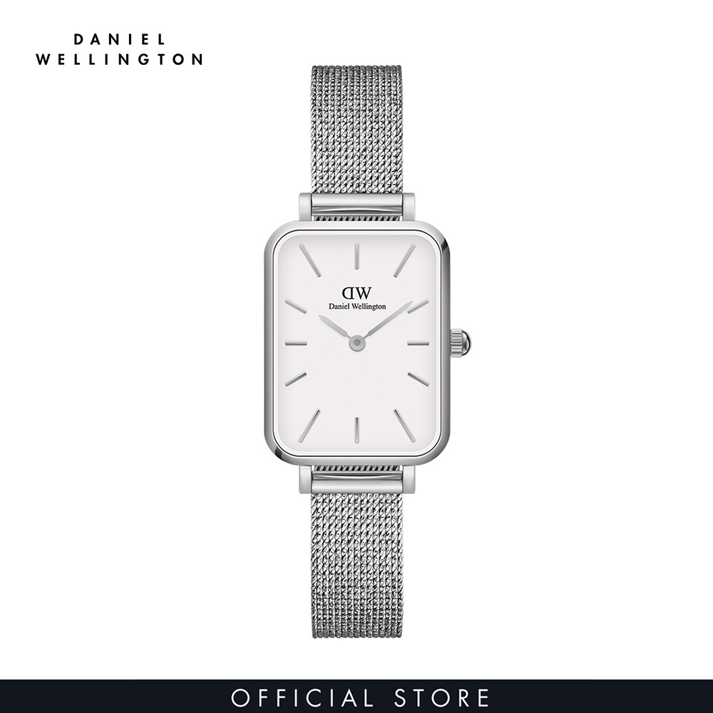 Mua 1 đồng hồ tặng 1 nhẫn -  Đồng hồ Nữ Daniel Wellington dây lưới - Quadro Pressed Sterling 20x26mm DW00100438