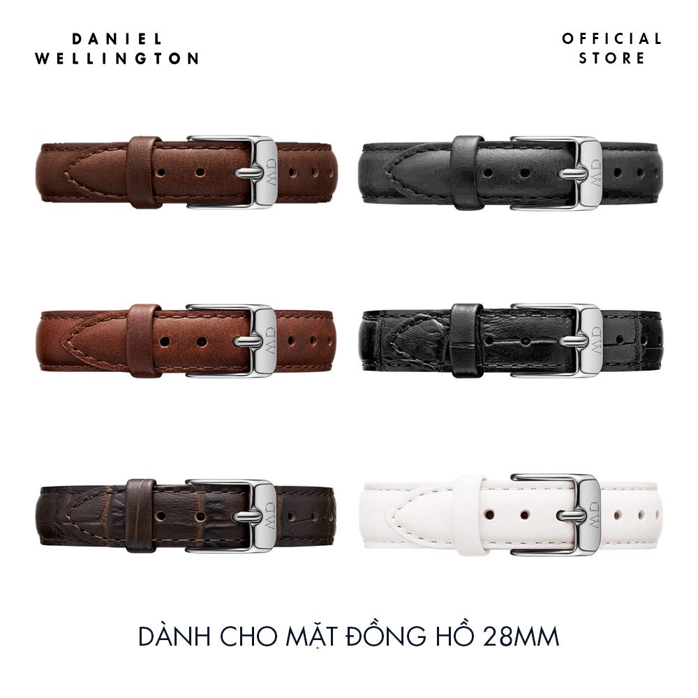 Dây da đồng hồ Daniel Wellington 12mm khóa màu bạc - Cho đồng hồ Petite 28mm