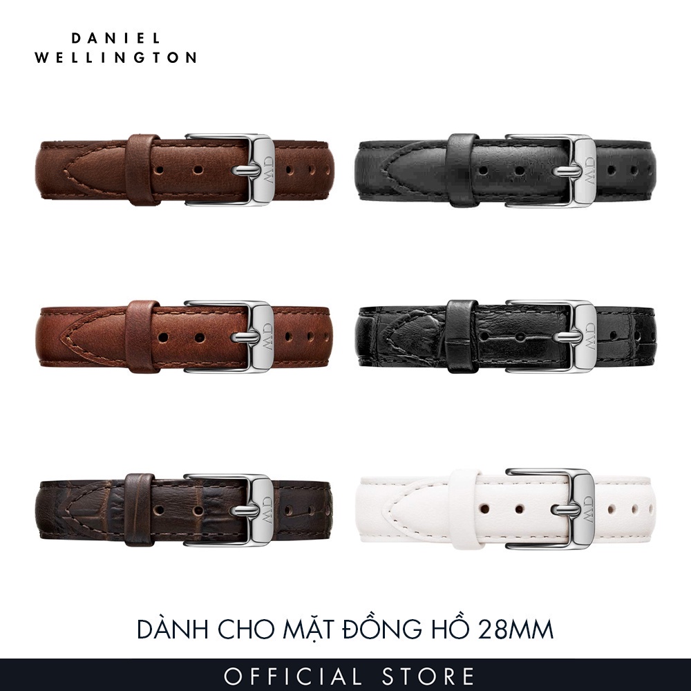 Dây da đồng hồ Daniel Wellington 12mm khóa màu bạc - Cho đồng hồ Petite 28mm