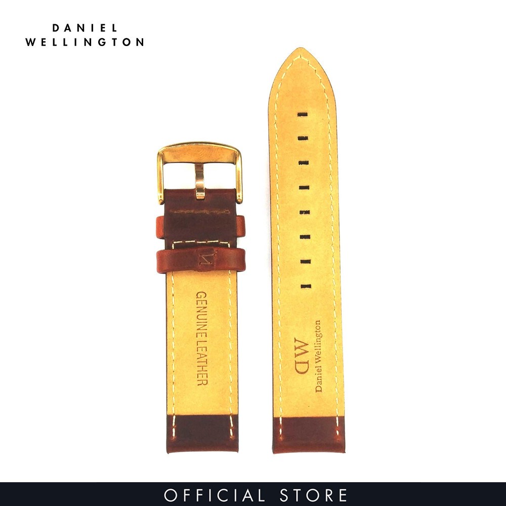 Dây da đồng hồ Daniel Wellington 20mm khóa màu vàng hồng - Cho đồng hồ Classic 40mm