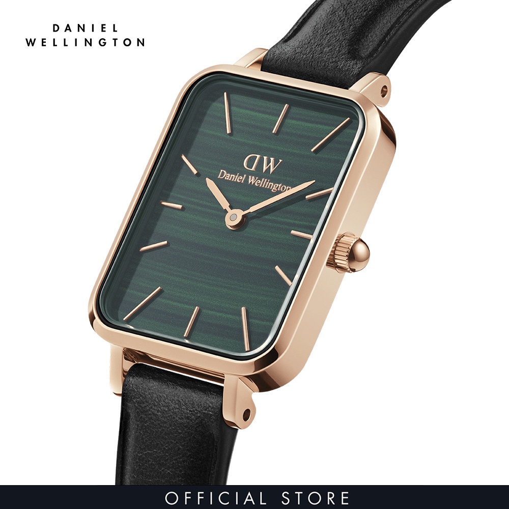 Đồng hồ Nữ Daniel Wellington dây Da - Quadro DW00100439 + Vòng tay Daniel Wellington Vàng hồng - Classic DW00400003