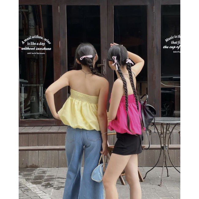 Áo cúp ngực baby doll tùng xoè hoa tulip