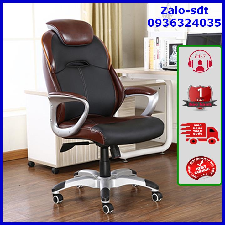 Ghế Giám Đốc Khung Thép Mạ Điện Bọc Da Bò Hàn Quốc Cao Cấp, Ghế Boss Thiết Kế Công Thái Học