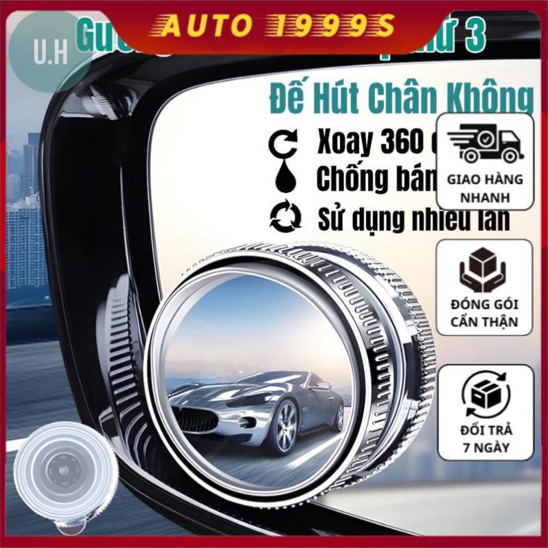 Bộ 2 Gương cầu lồi xoay 360 mini , đế hút kính gắn gương hậu ô tô, xe hơi, nhỏ gọn, tăng góc nhìn quan sát hiệu quả