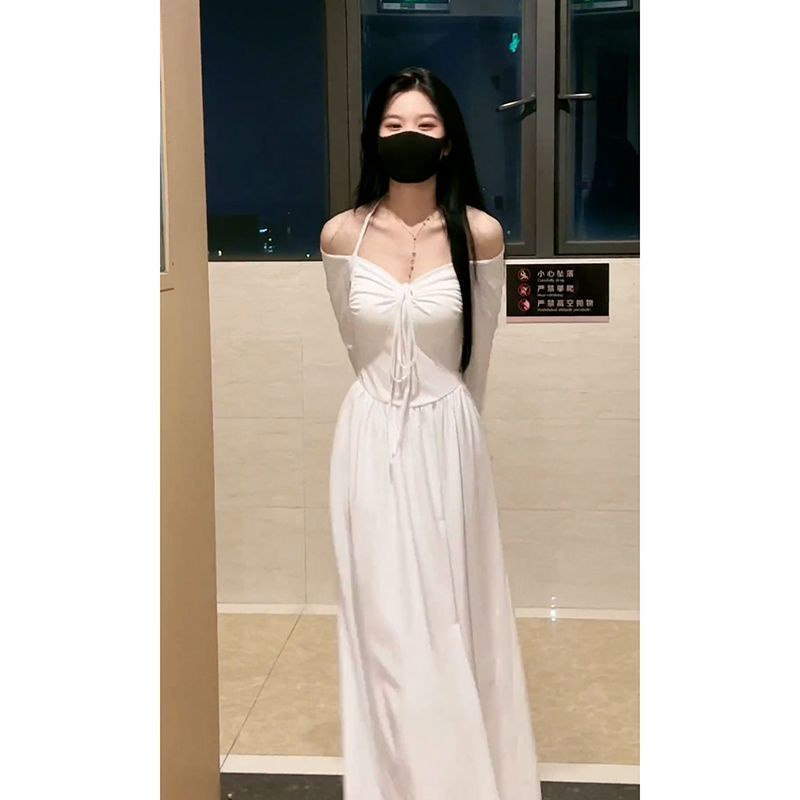 Đầm Tay Dài Hở Vai Màu Sắc Thời Trang Dành Cho Nữ