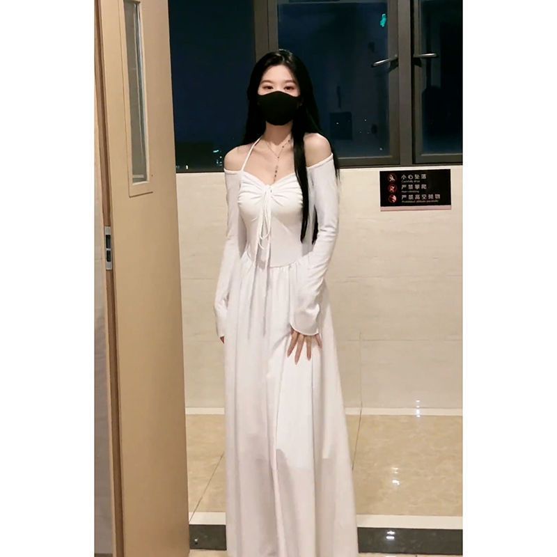 Đầm Tay Dài Hở Vai Màu Sắc Thời Trang Dành Cho Nữ