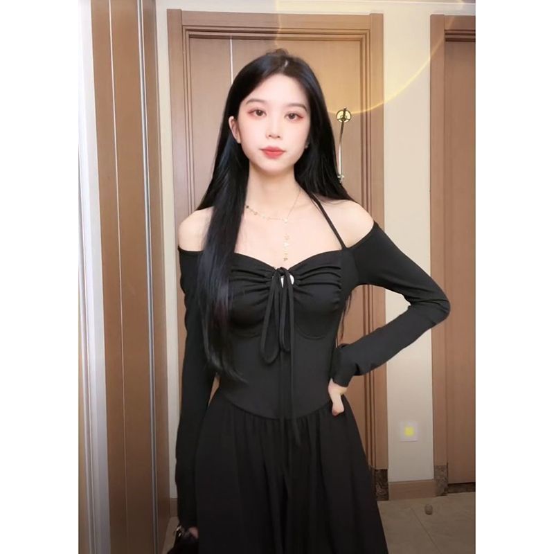 Đầm Tay Dài Hở Vai Màu Sắc Thời Trang Dành Cho Nữ