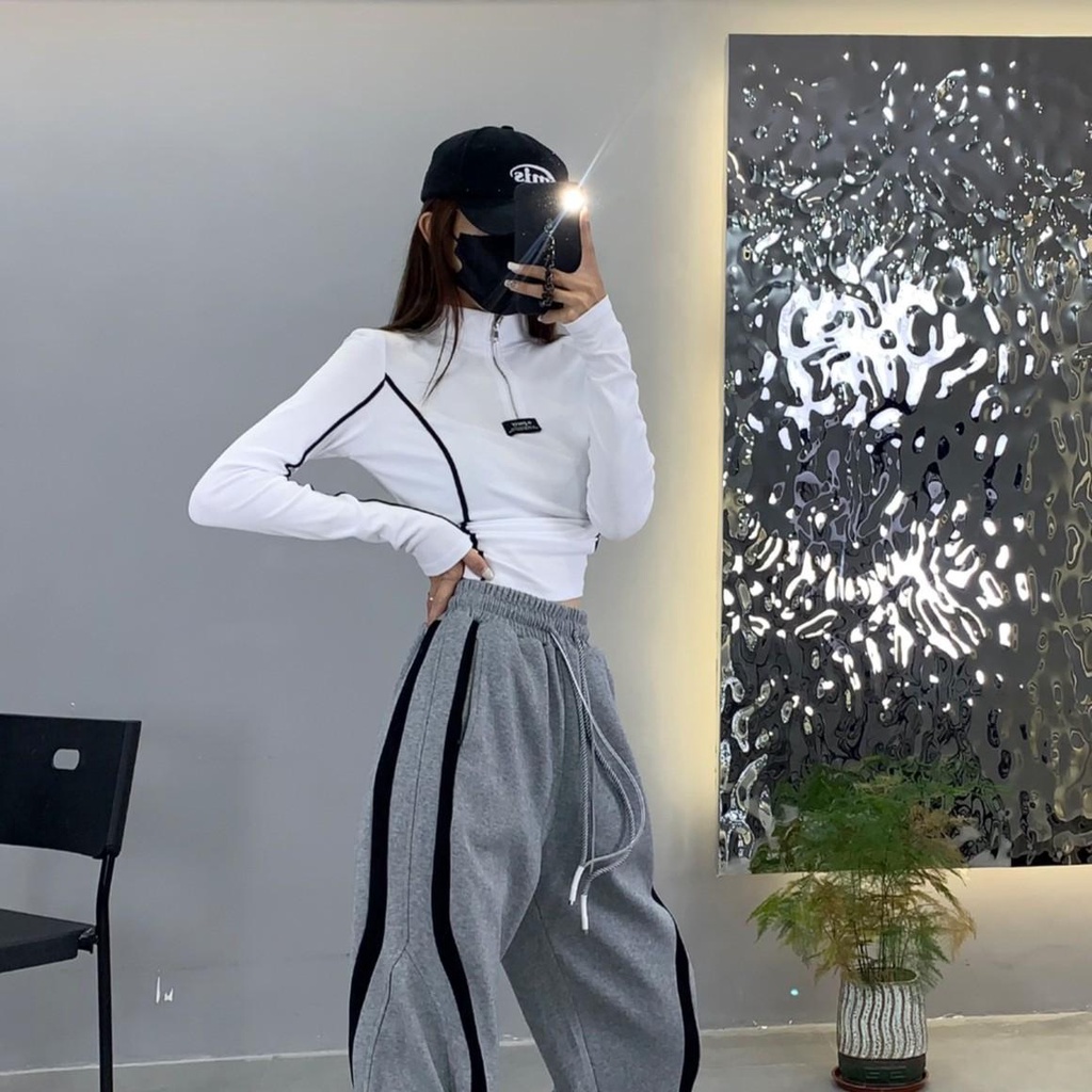 Jiashucheng Áo Da Pu Tay Dài Có Khóa Kéo Phong Cách Hàn Quốc Cho Nữ