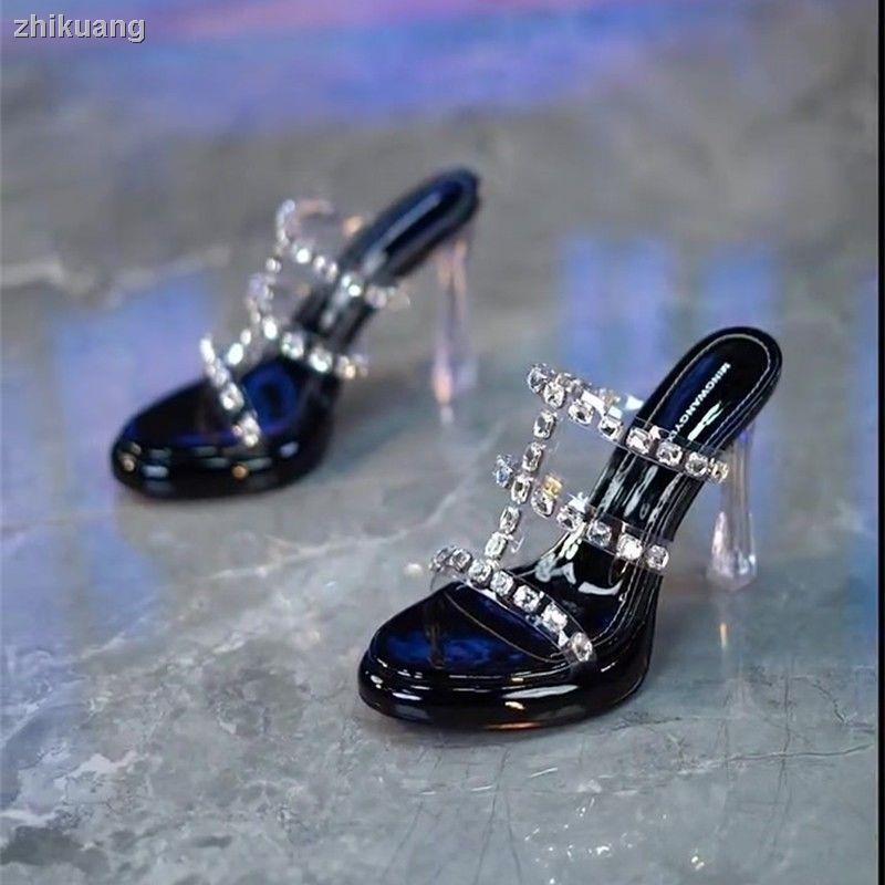 Xăng đan Cao Gót Hở Ngón Đính Đá Thời Trang Mùa Hè Pháp 2023