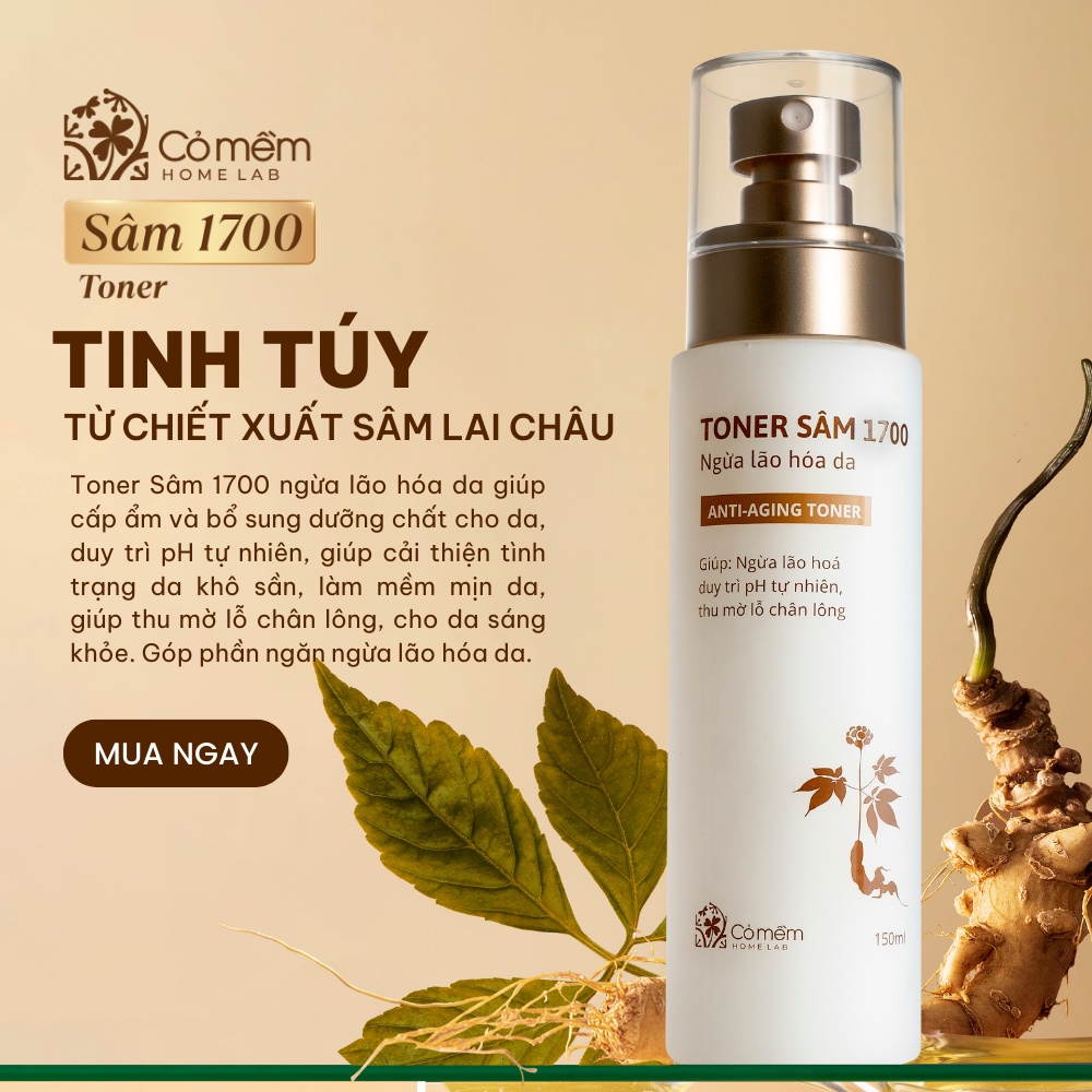 Toner Nước Cân Bằng Da Sâm 1700 Cấp Ẩm Bổ Sung Dưỡng Chất Và Ngừa Lão Hoá Da Cỏ Mềm 150ml