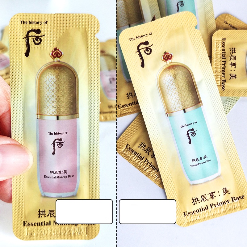Combo 30 Gói Sample Kem Lót Nâng Tone Trang Điểm Whoo Hồng Mi Essential Makeup Base 1ml