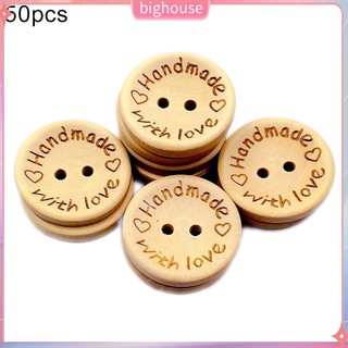 (BH) Set 50 Nút Gỗ Khắc Chữ Love Dùng Làm Đồ Thủ Công Diy Tiện Dụng