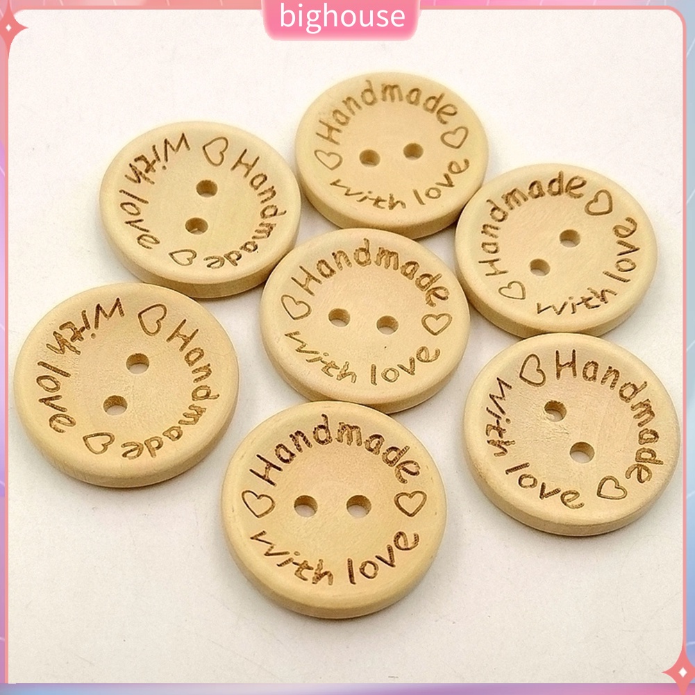 Set 50 Nút Gỗ Khắc Chữ Love Dùng Làm Đồ Thủ Công Diy Tiện Dụng