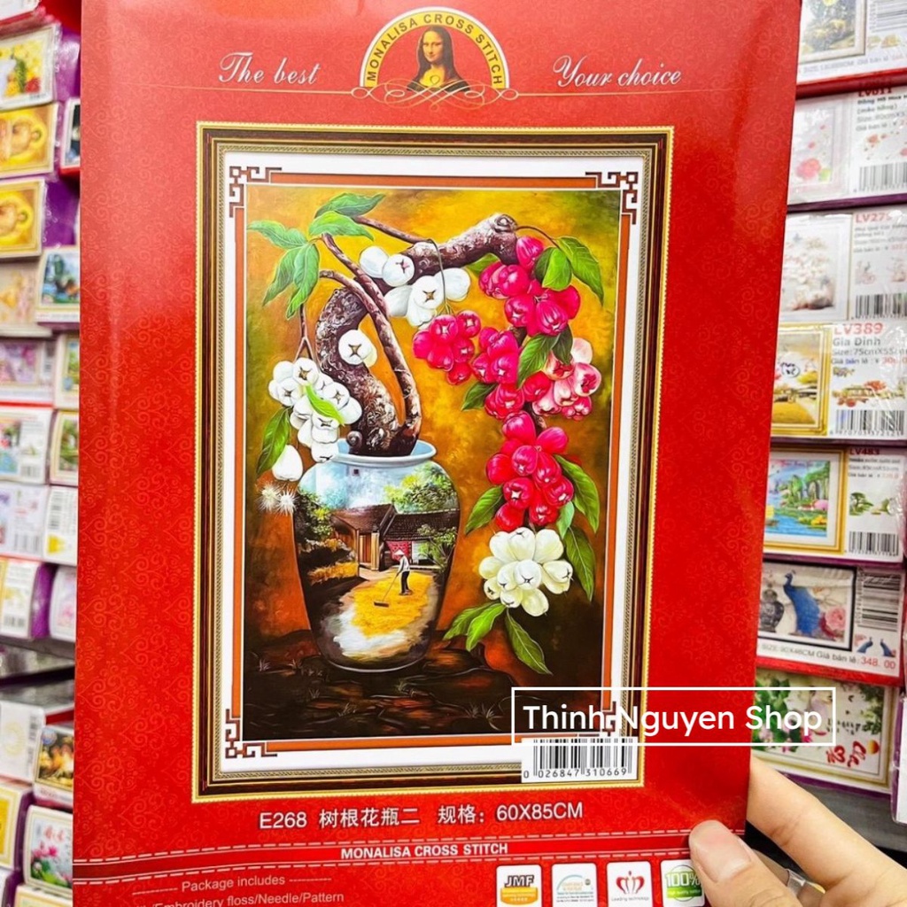 Tranh Thêu Bình Hoa E268(60*85)Chưa Thêu