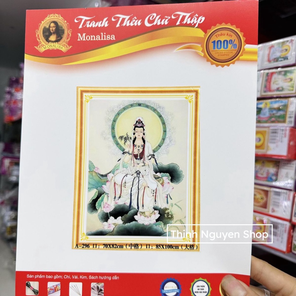 Tranh Thêu Phật Quan Thế Âm A296 (70x82cm) Thêu Kín
