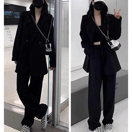 Áo Khoác Vest Hai Mảnh Dáng Rộng Thời Trang Xuân Hè 2023 Phong Cách Hàn Quốc Cao Cấp