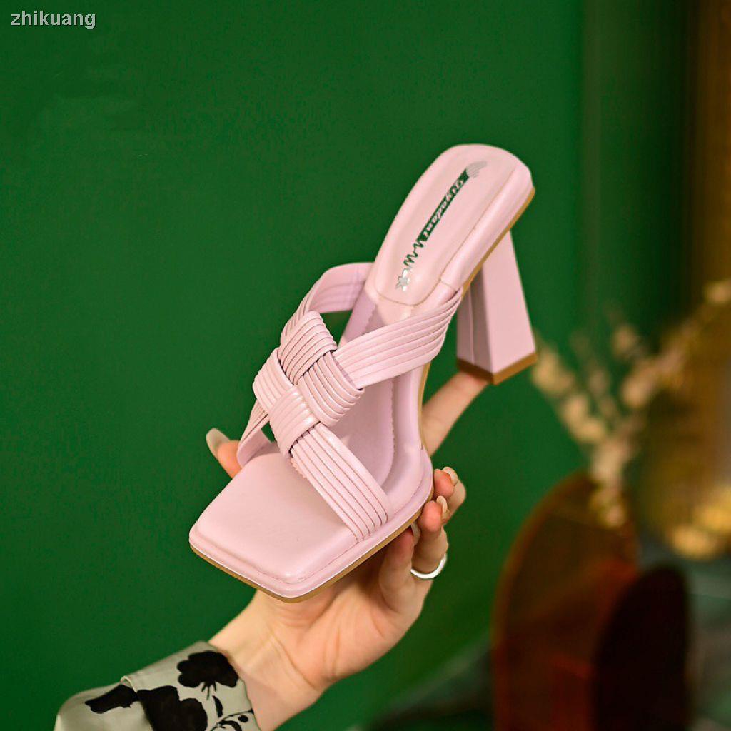 Giày Cao Gót Mũi Vuông Đế Dày Chống Nước Thời Trang Mùa Hè 2023 Phong Cách Mới Cho Nữ