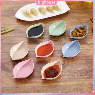 (BH) Chén đựng nước chấm hình chiếc lá bằng nhựa lúa mạch sáng tạo tiện lợi