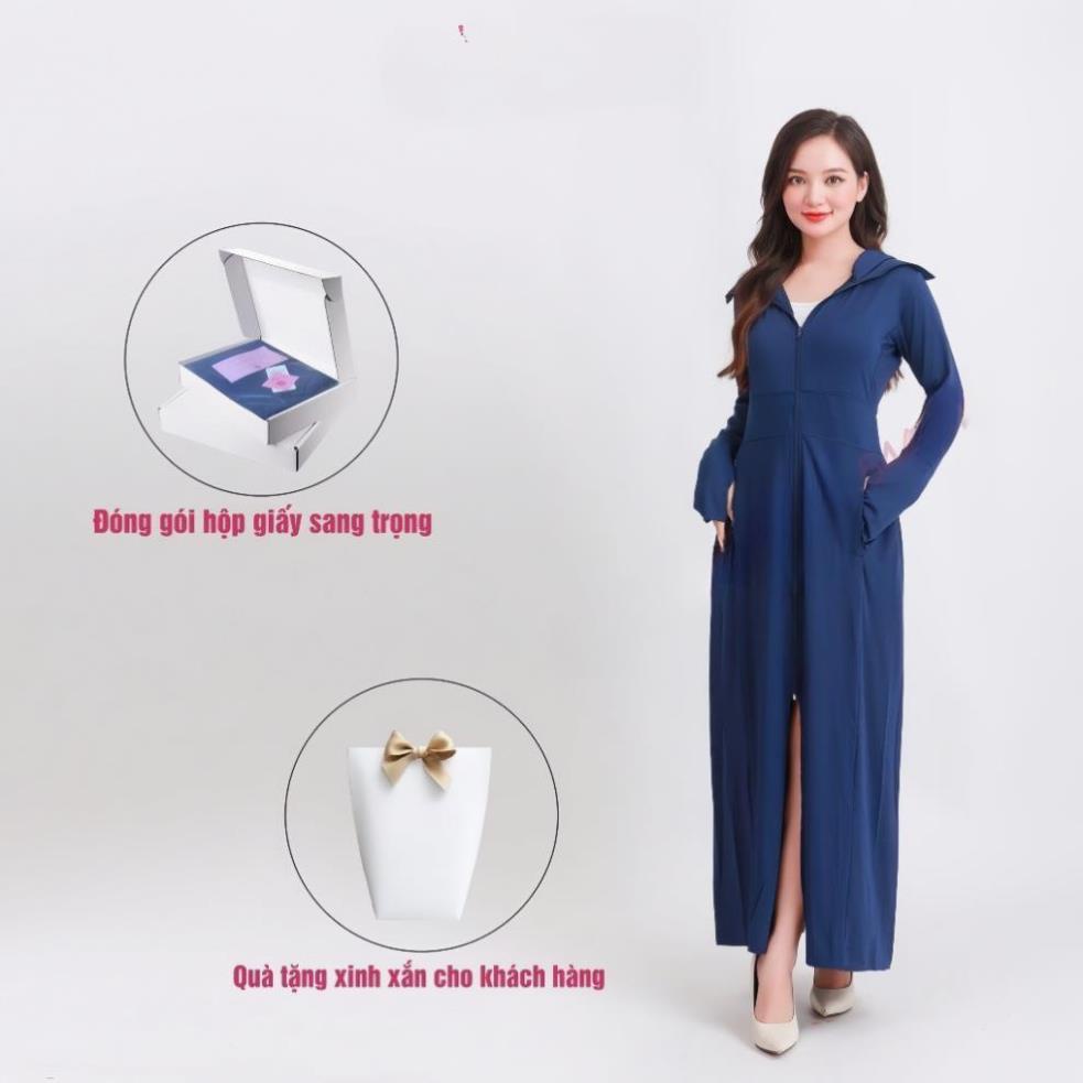 Áo chống nắng nữ toàn thân 2 lớp dáng dài, váy chống nắng áo choàng liền thân vải thông hơi làm mát cao cấp DLV.store | BigBuy360 - bigbuy360.vn