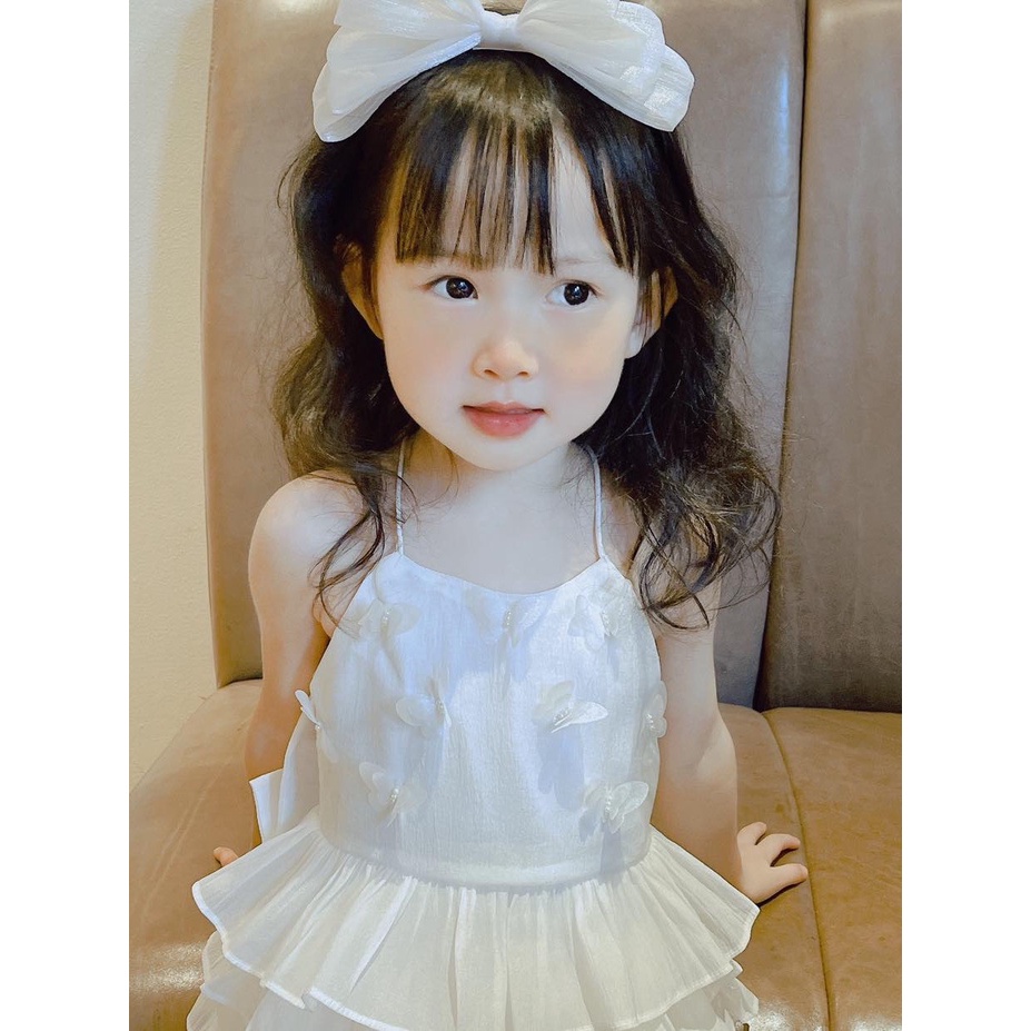 Váy dự tiệc,đi sinh nhật bé gái màu trắng Monkey kids váy công chúa xinh xắn