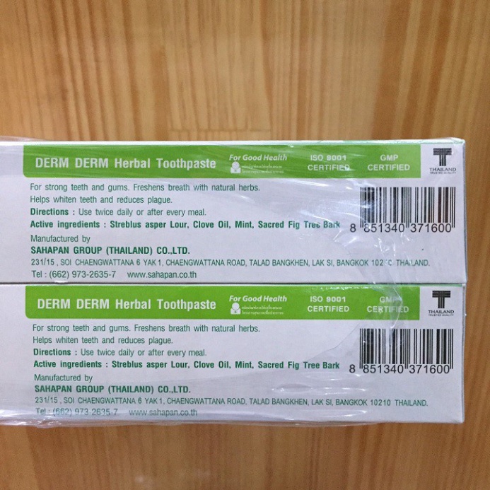 Kem Đánh Răng Thảo Dược DERM DERM 160g Thái Lan