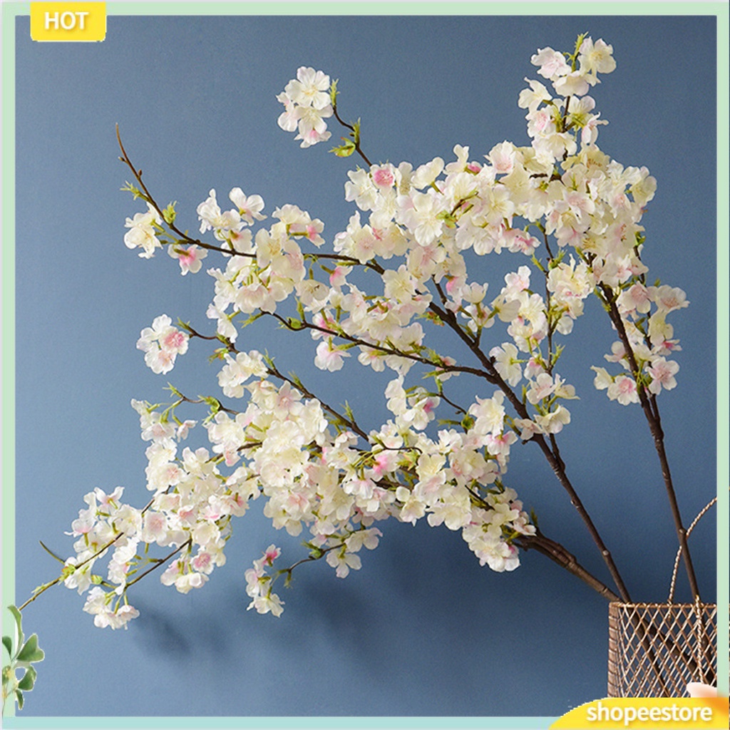 (shopeestore) Nhánh Hoa Anh Đào Giả 4 Nhánh Không Phai Không Phai Dùng Trang Trí