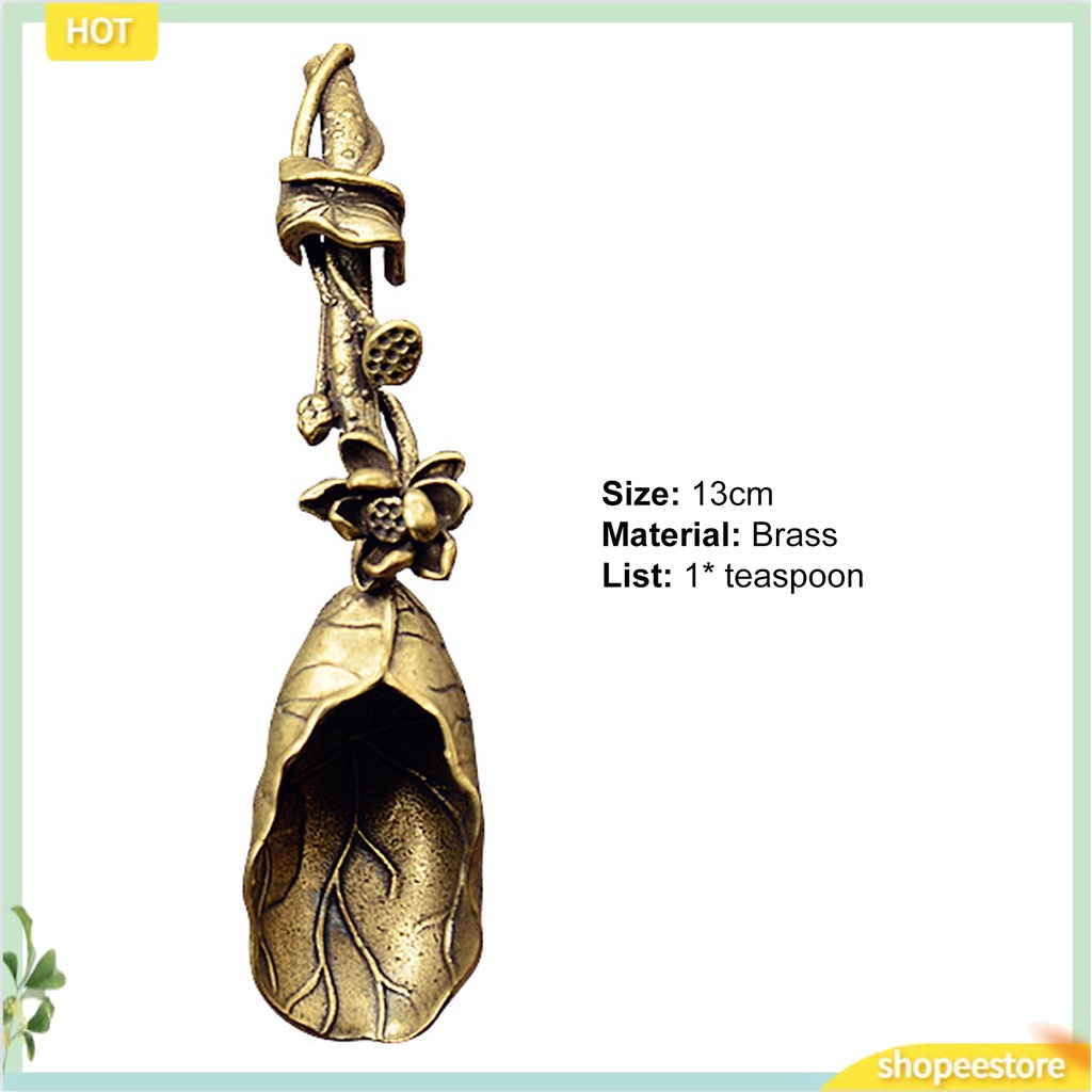Muỗng Cà Phê Bằng Đồng Thau Hình Hoa Sen Handmade Độc Đáo Trang Trí Nhà Cửa
