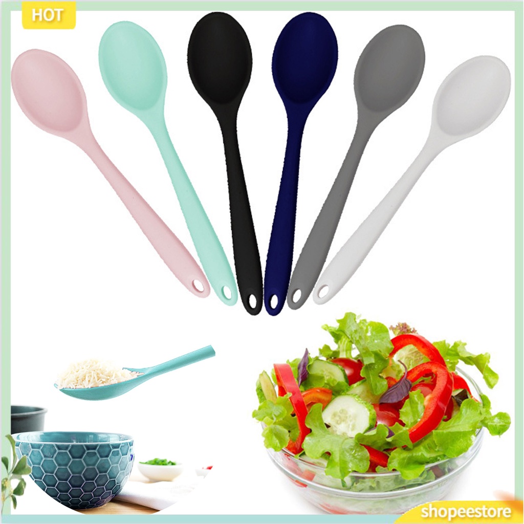 (shopeestore) Muỗng Múc Canh Cán Dài Bằng Silicone Linh Hoạt Không Vỡ