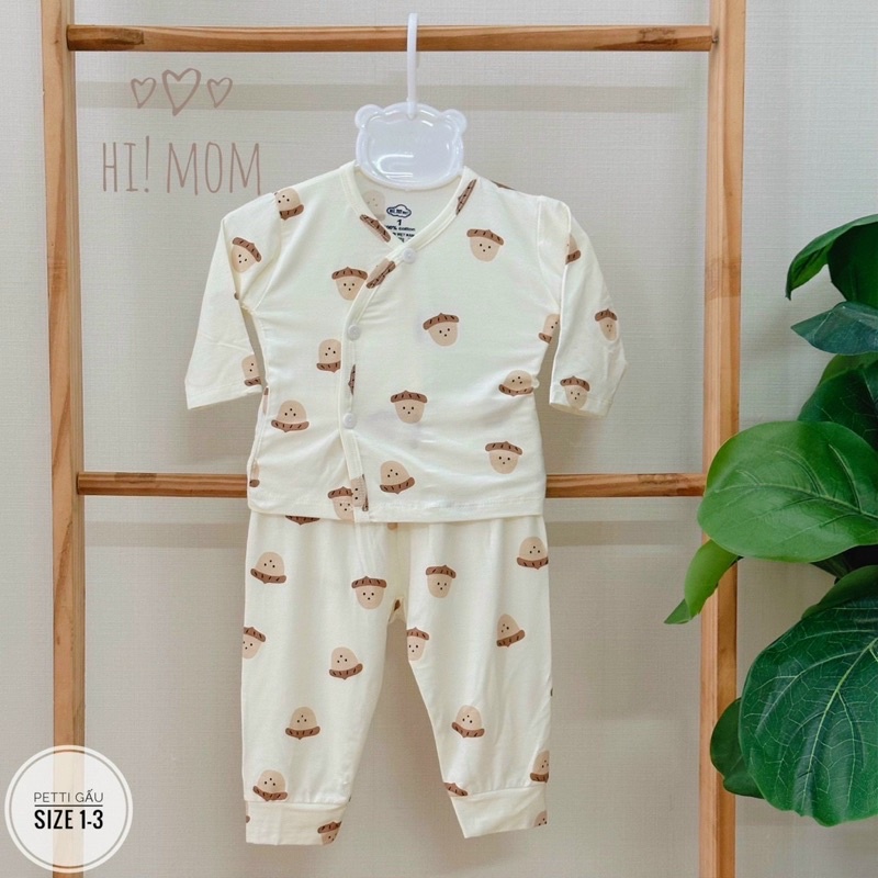 bộ petit sợi tre sơ sinh và sét mũ bao tay bao chân