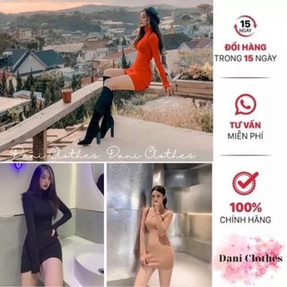 [Dani Clothing] Đầm cổ lọ tay dài ôm body -A5U hàng xịn, hình thật, clip thật