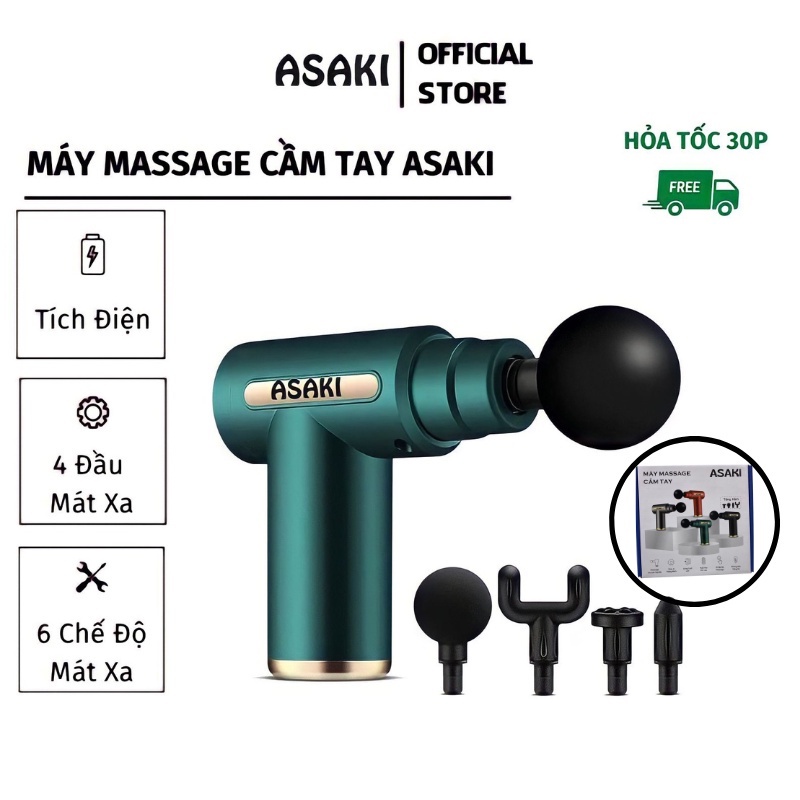 Máy Massage Cầm Tay ASAKI Mát Xa Cổ Vai Gáy 6 Chế Độ Sạc Tích Điện Giảm Đau Cứng Cơ