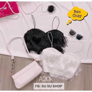 Áo 2 dây tua rua có may kèm mút ngực - b0u hàng xịn, hình thật, clip thật
