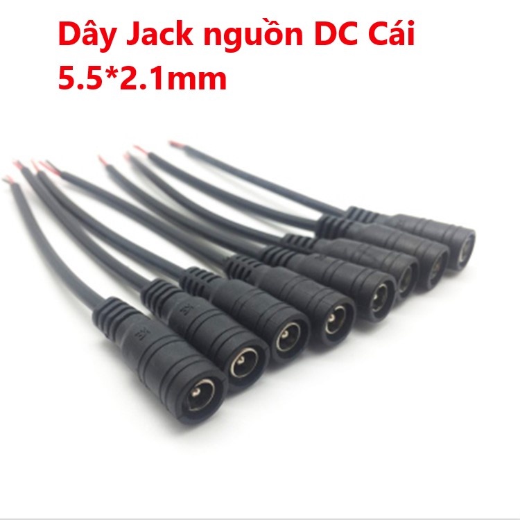 Jack nguồn DC Đực, Cái 5.5*2.1mm có dây dùng cho camera - Lõi dây đồng nguyên chất Hàng Xịn màu đen