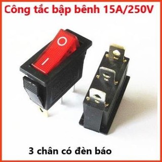 Công tắc bập bênh 15a/250v 3 chân có đèn báo - kcd3 kích thước 30x14mm