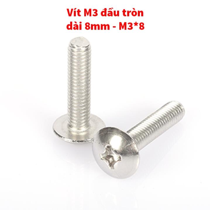 Ốc Vít M3 Chữ Thập - Vít M3 đầu tròn dài 5mm/8mm, Đai Ốc Lục Giác M3 - đường kính trong 3mm
