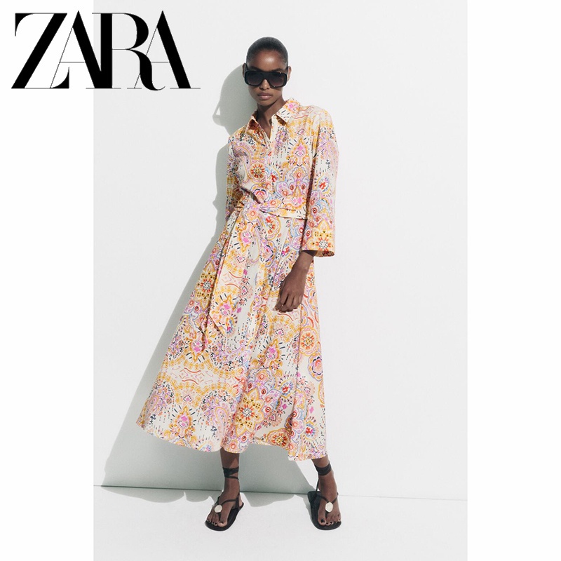 Made in Morocco - Đầm Zara Sơ Mi In Họa Tiết Thời Trang