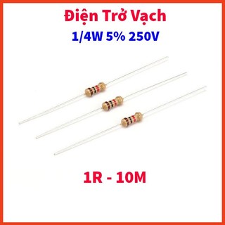 Gói 50 con điện trở vạch 1/4w sai số 5% 250v 1r-10m