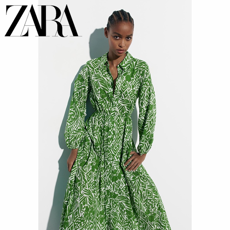 Made in Morocco - Đầm Zara Dáng Dài hơi ôm eo In Họa Tiết Thời Trang nhỏ mặc nhìn thoa thả