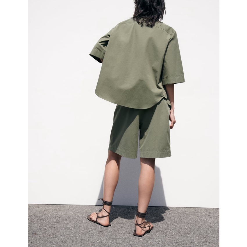 Made in Morocco - Áo Zara Sơ Mi Lụa cotton thô mát và quần cùng bộ trơn