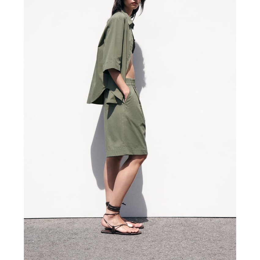 Made in Morocco - Áo Zara Sơ Mi Lụa cotton thô mát và quần cùng bộ trơn