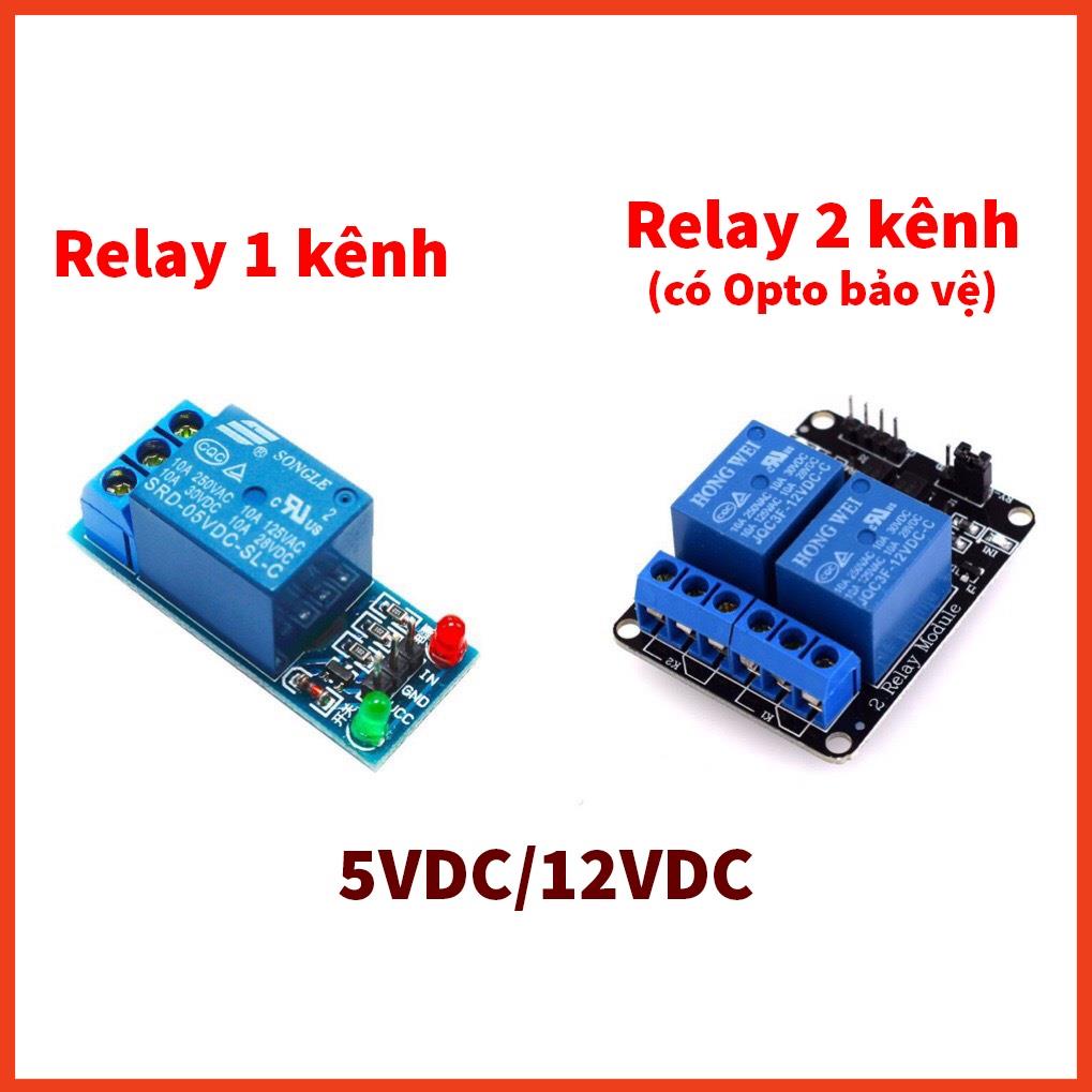 Module Relay 5VDC 12VDC 1 Kênh 2 Kênh - Mạch Relay 5V 12V 1 kênh 2 Kênh, Rơ Le 5V 12V (Có Opto bảo V