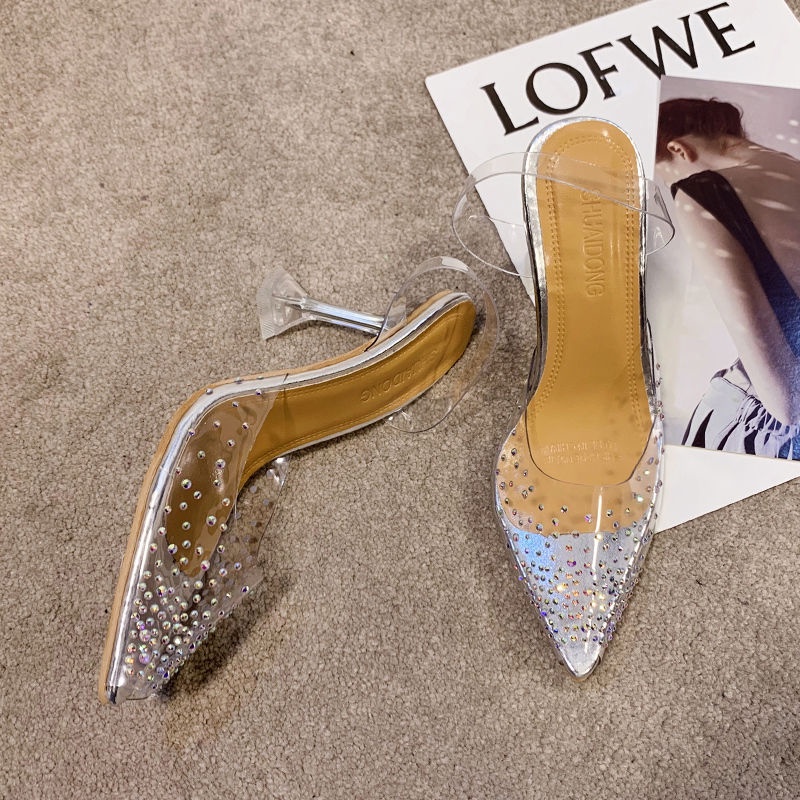 Giày Cao Gót Trong Suốt Thiết Kế Đơn Giản Dễ Phối Đồ Thời Trang Phong Cách Pháp Cho Nữ